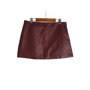 Statement Burgundy Faux Leather Mini Skirt Size M Wine Red PW2005817